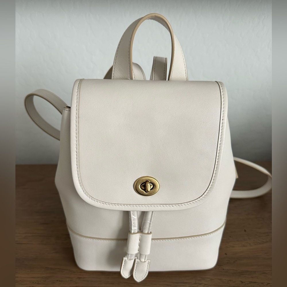 Authentic white coach turn lock backpack new with tags
